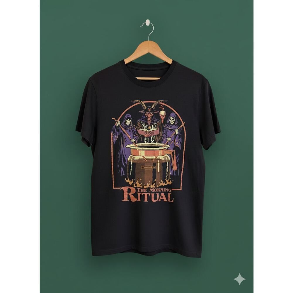 Steven Rhodes The Morning Ritual Coffee Black Tee Shirt T-Shirt L